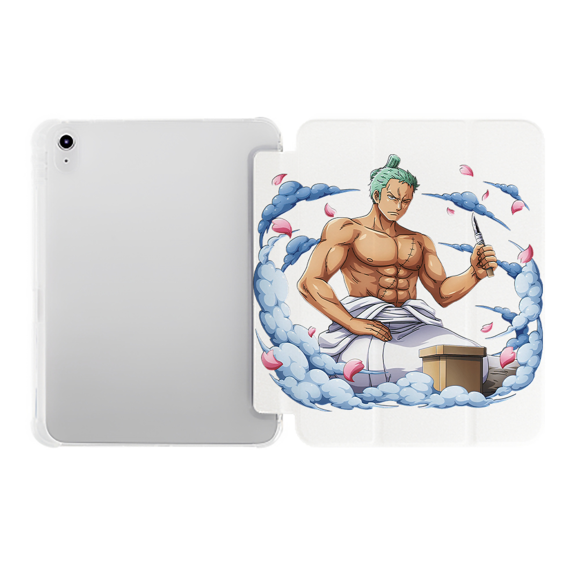（画像用） ワンピース ロロノア・ゾロ ONE PIECE Roronoa Zoro IPad ケース ペン収納付き 三つ折りスタンド PUレザー×シリコン 対応機種9.5/10.5/10.9インチ